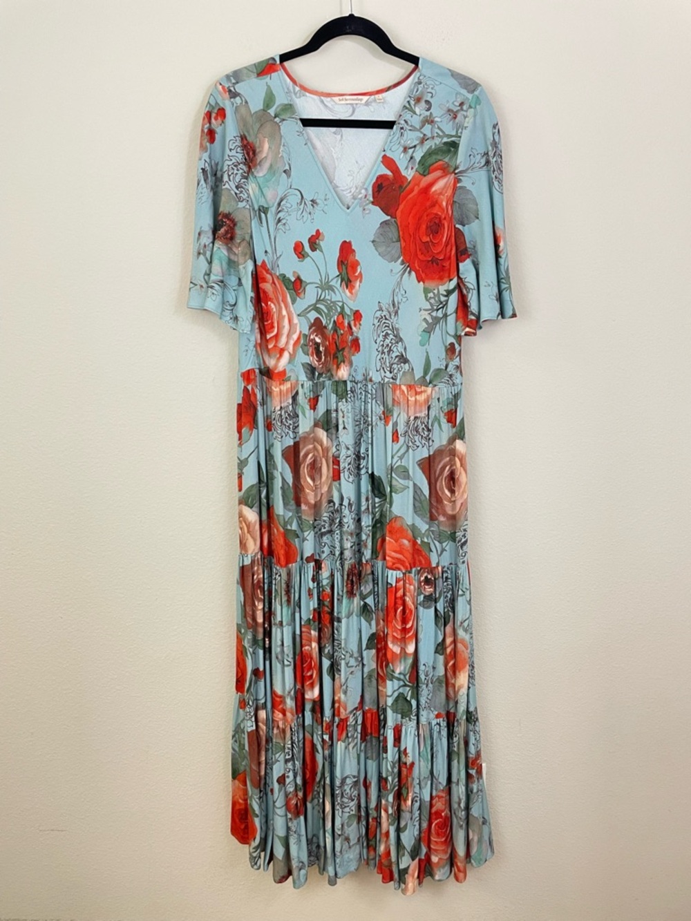 Soft Surroundings Blue Floral Tiered First Blooms Maxi Dress Size Large - Picture 3 of 14